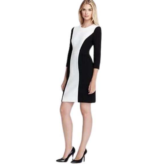 Kate Spade Tillie Cream & Black Color Block Sheath Dress With Pockets Sz 8 - Picture 1 of 12